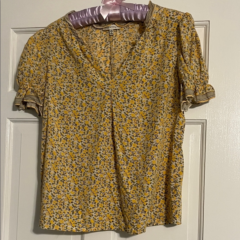 Max Studio Yellow Floral Blouse